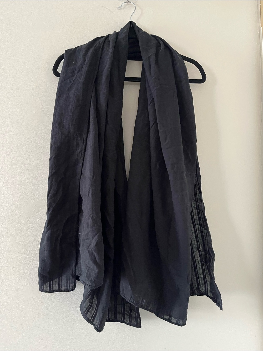 Aerie Black 100% Cotton Oversized Scarf Wrap Crinkle Gauze Lightweight Capsule